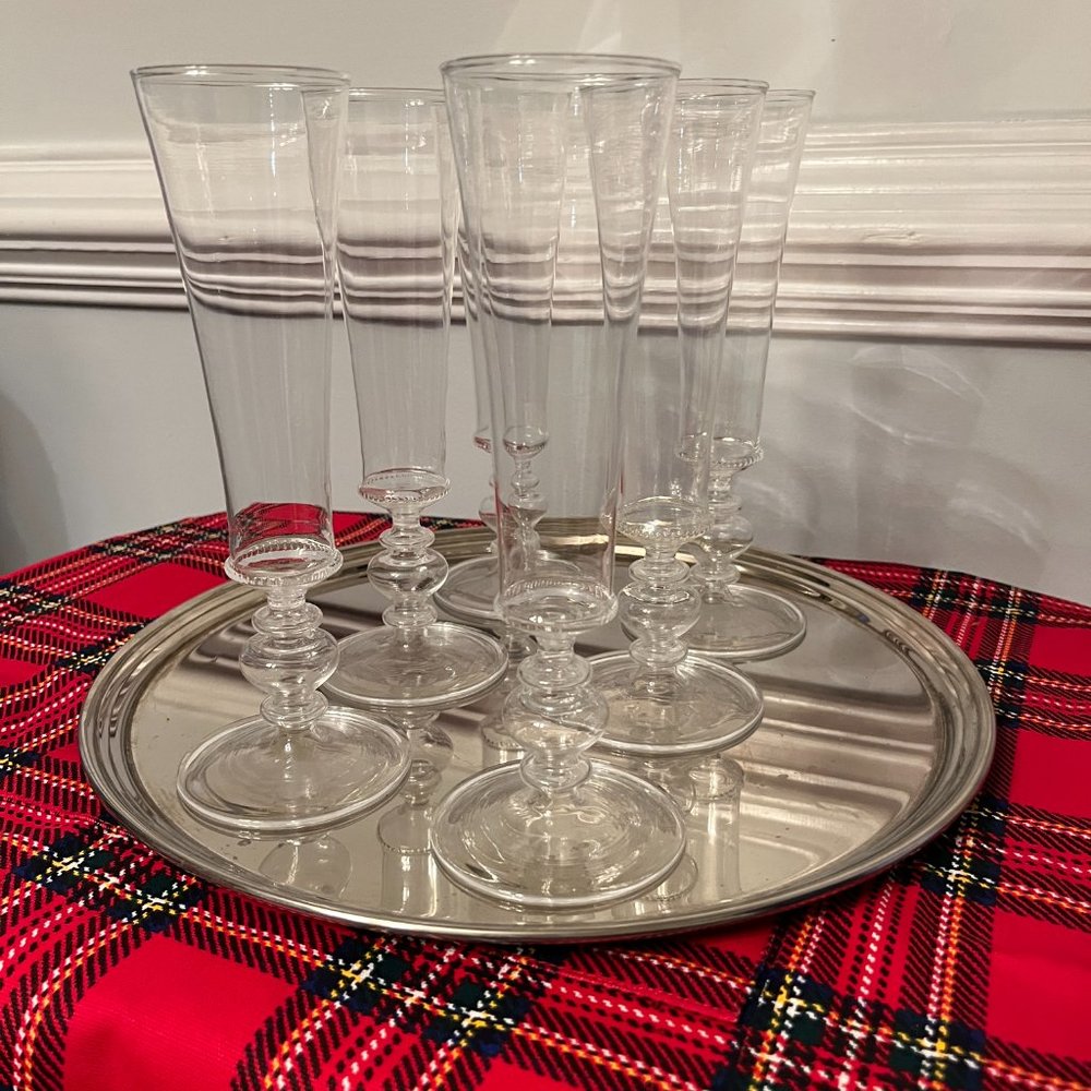 6 Champagne Abigails La Boheme 8-Ounce Flute Champagne Glass, 9" Clear